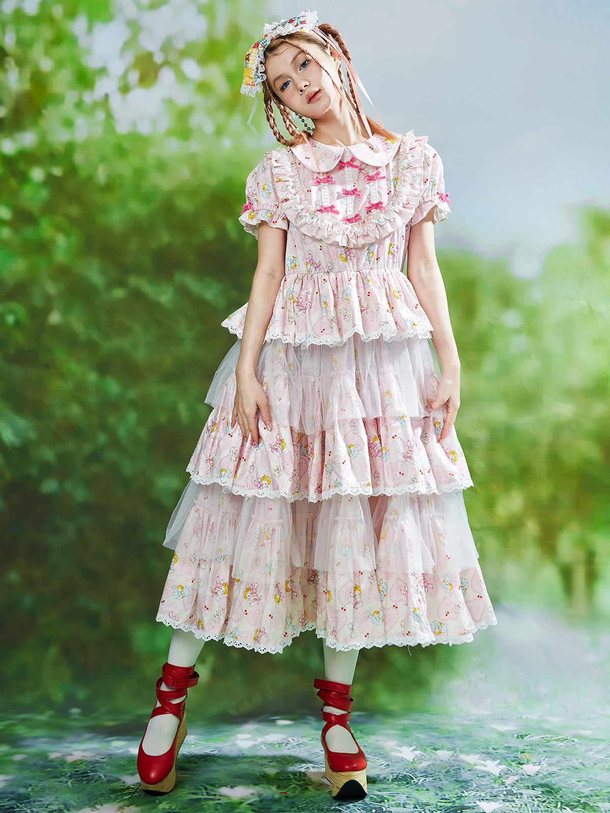SOS MEME CLUB Showa Retro Pink Dress Kawaii Vintage Cotton Outfit M SOS MEME CLUB Showa Retro Pink Dress Kawaii Vintage Cotton Outfit M