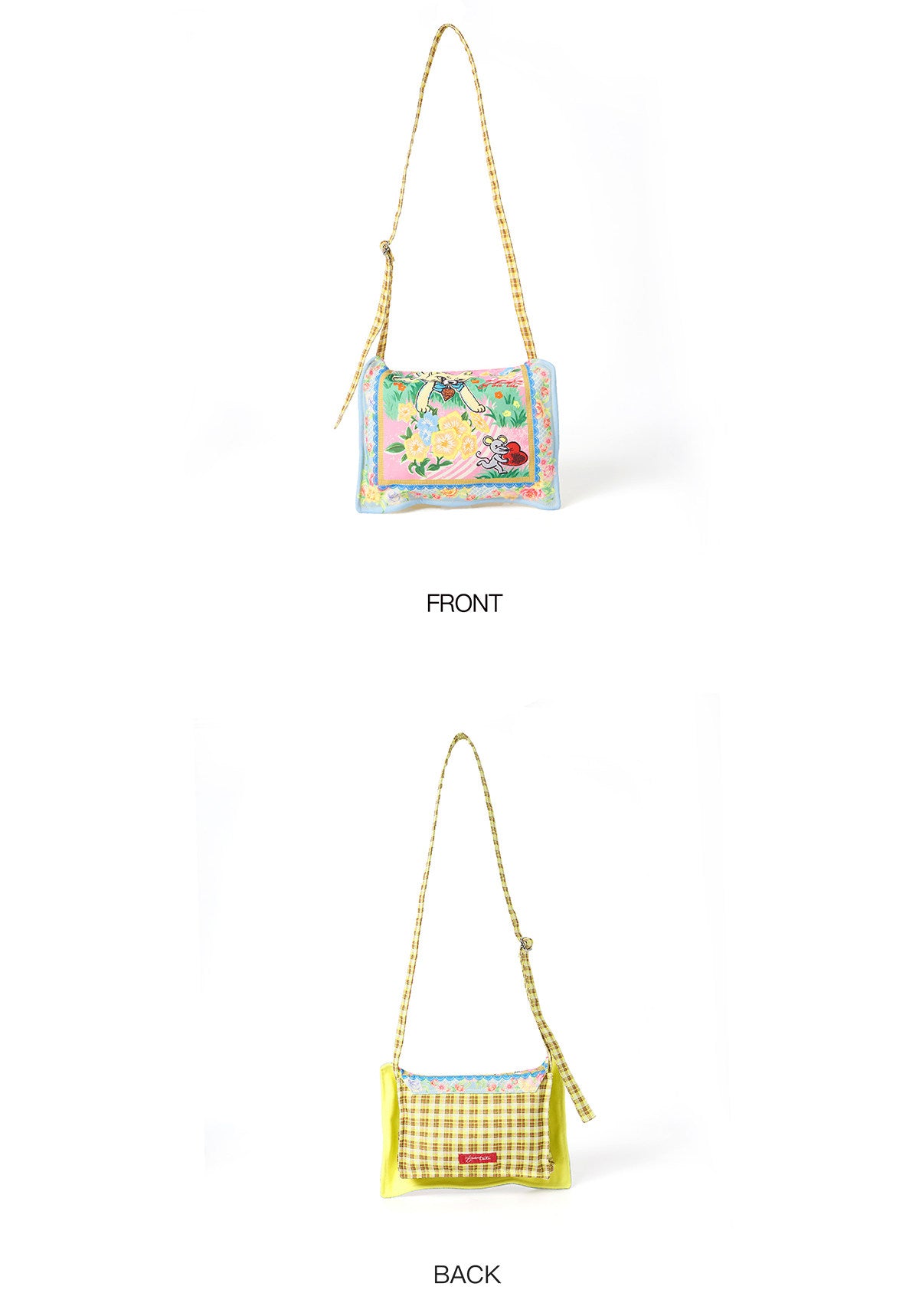 tntntutu - Yellow Plaid Cat & Mouse Messenger Bag bag tntntutu