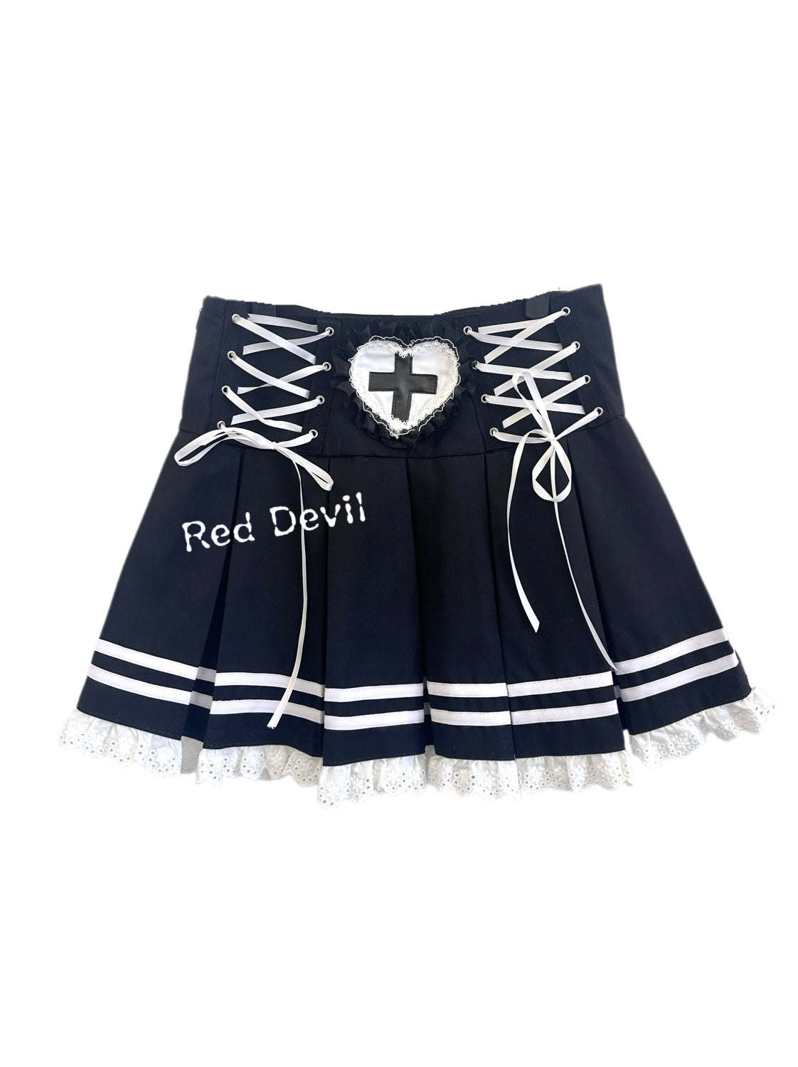 RedDevil - Gothic Lolita Lace Bow Pleated Skirt skirt Red Devil
