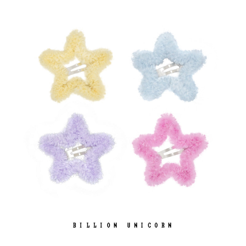 Pink Unicorn Star Hair Clip | Decora Dopamine Girl Y2K Fluffy Side Clip hair clip pink unicorn