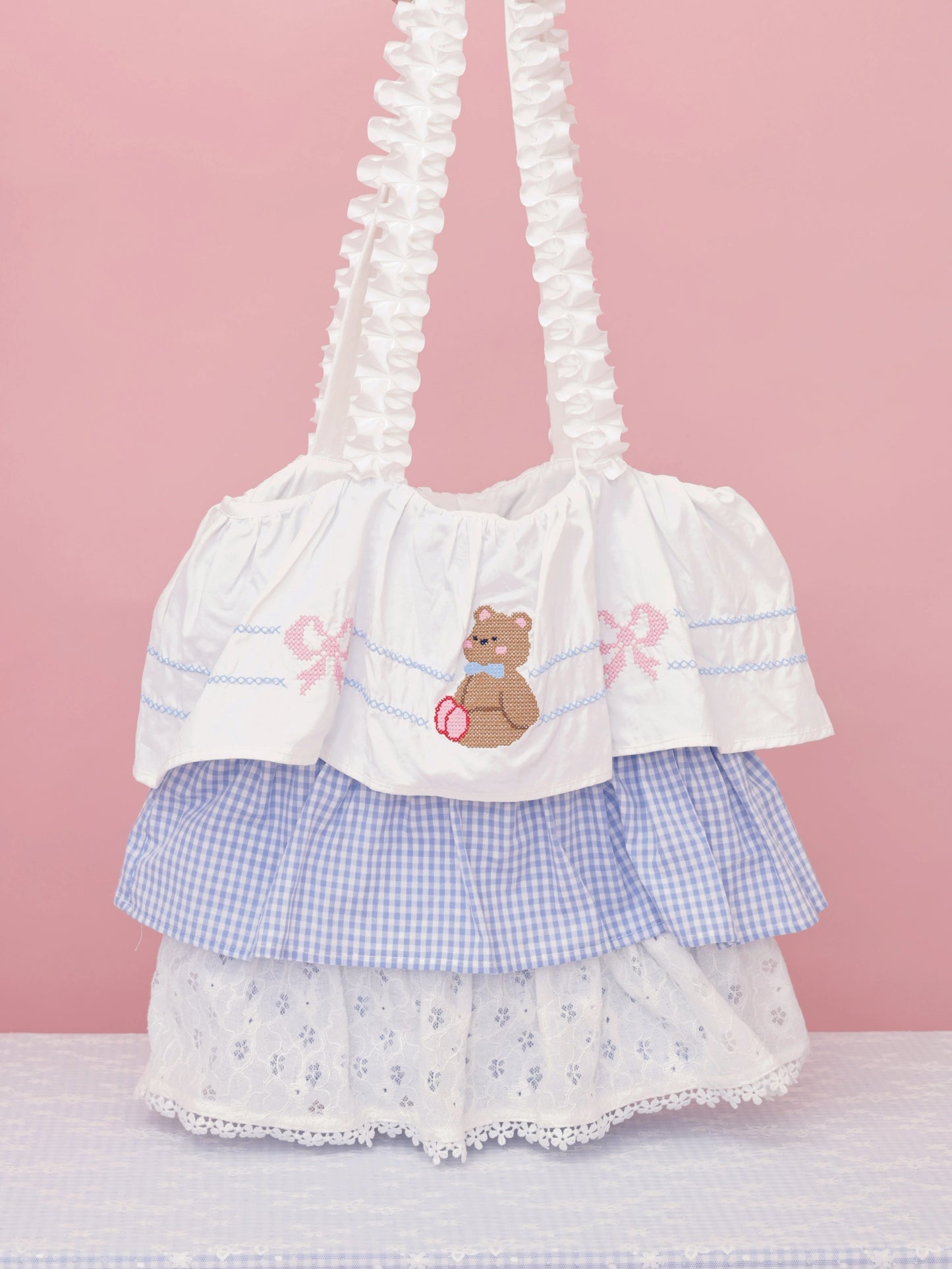 SemenCoicis Kawaii Bear Cake Bag | Sweet Ruffle Bow Shoulder Tote bag SemenCoicis