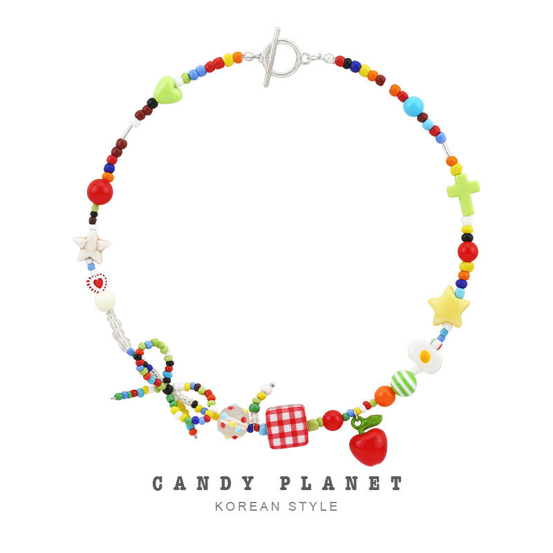 Apple Bow Beaded Necklace necklace candy planet