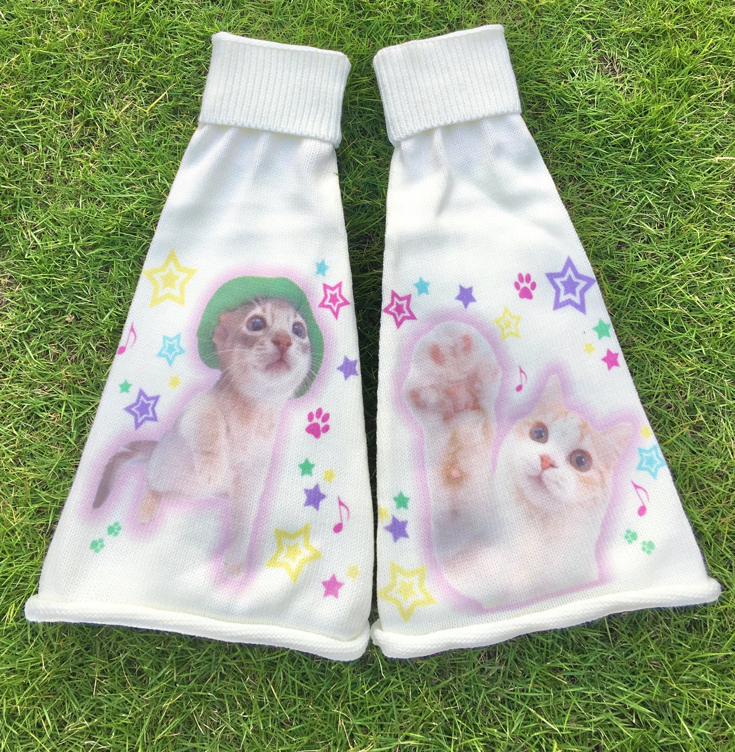 NIHONKIDS - Y2K Happy Cat Millennium Girl Leg Warmers leg warmmers NIHON KIDS