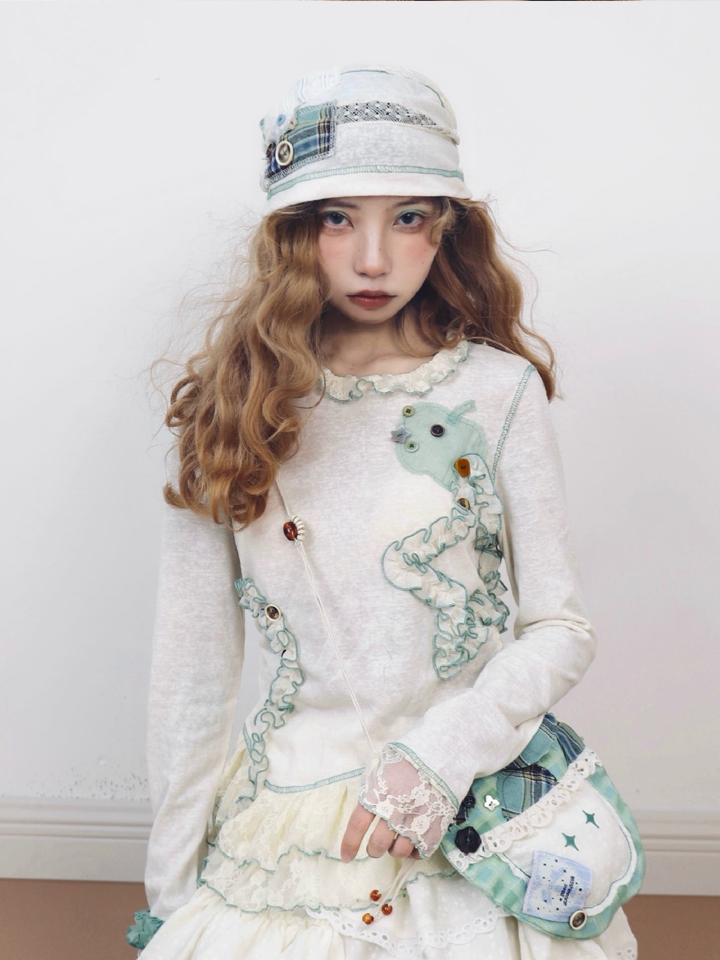 Disorder - Y2K Irregular Trim Contrast Long Sleeve Knit Shirt shirt Disorder