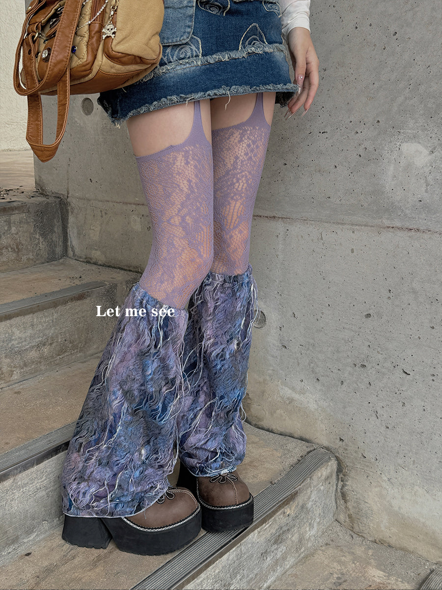 LET ME SEE - Y2K Dark Aesthetic Distressed Hole Leg Warmers leg warmmers let me see