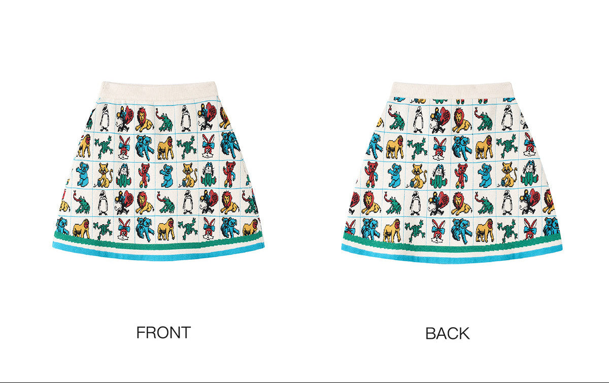 tntntutu - Colorful Animal Jacquard Knit A-Line Skirt skirt tntntutu