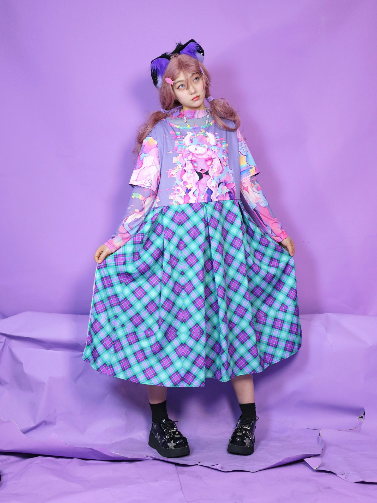 LEERROO Dress Short Sleeve Print Dress Long Dress High Stretch Dress dress Leerroo