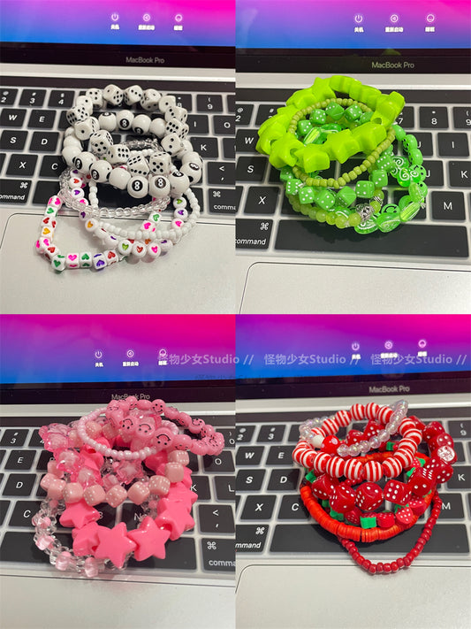 YUMENGIRL - Kawaii Decora Dopamine Bracelet with Candy Colors & Star Charms bracelet YUMENGIRL