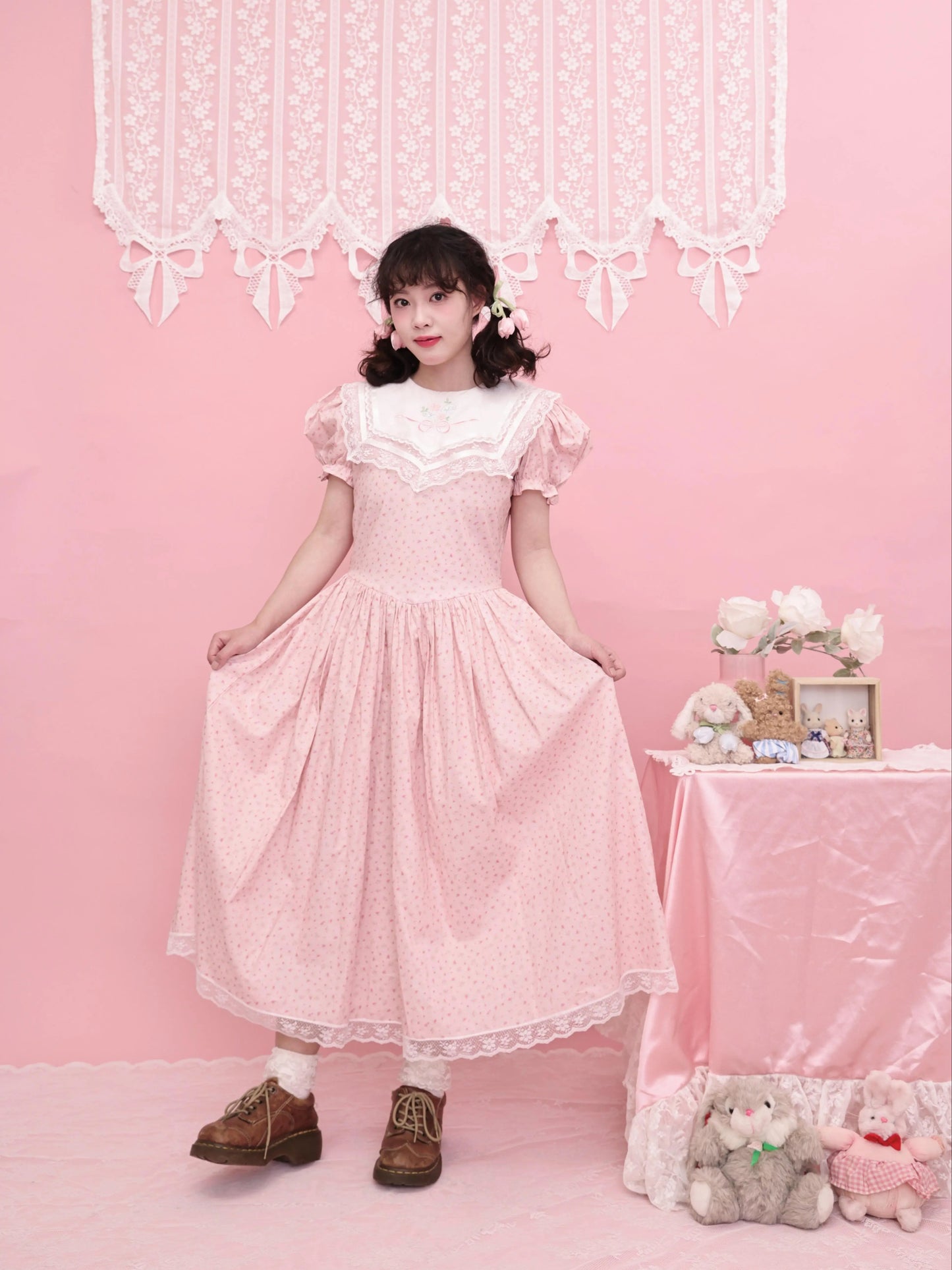 SemenCoicis - Kawaii Floral Sailor Dress dress SemenCoicis