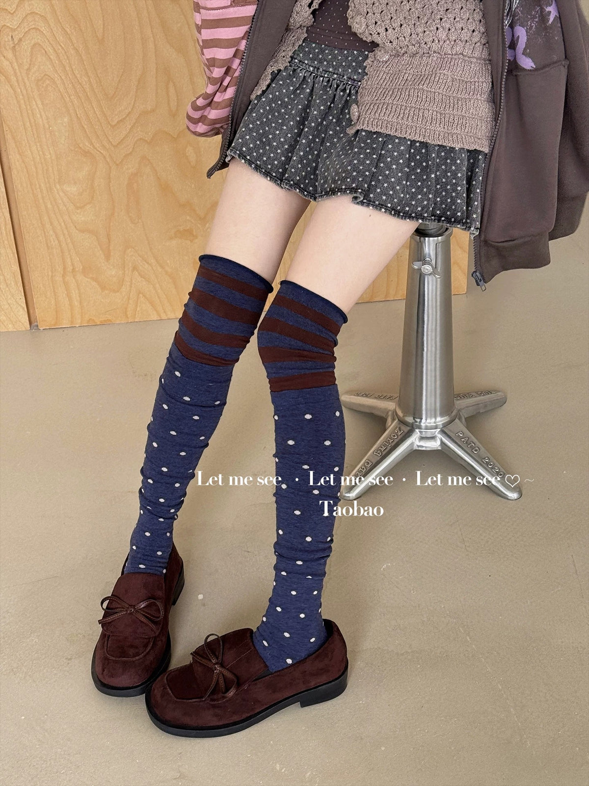 LET ME SEE - Polka Dot & Striped Over-the-Knee Socks socks let me see