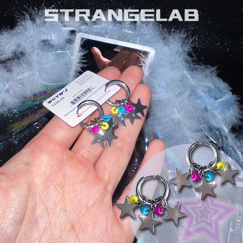 StrangeLab Beaded Stud Earrings | Y2K Niche Star Earrings | Titanium Steel Ear Jewelry earrings strangelab
