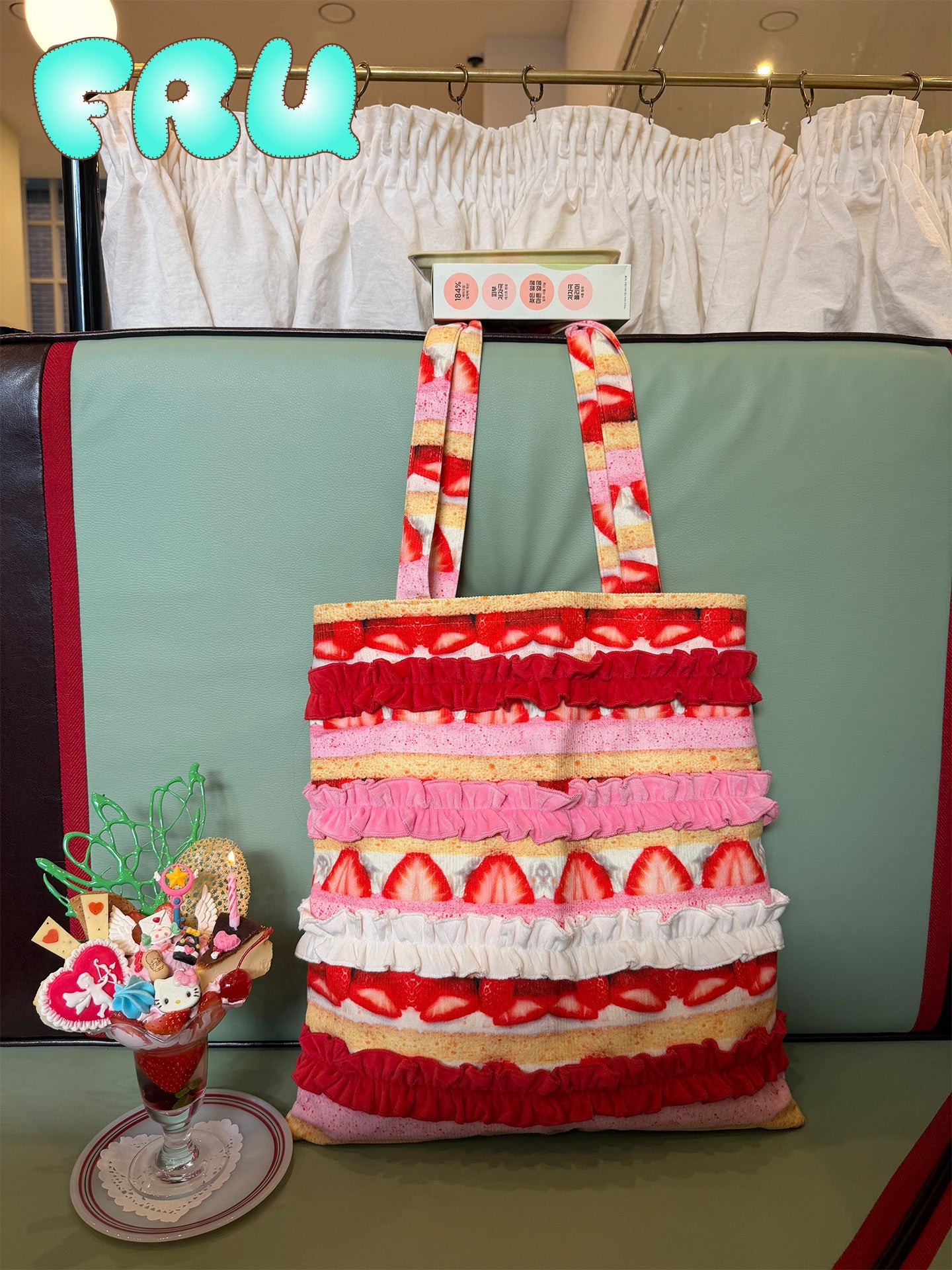 Kawaii Strawberry Cake Canvas Tote - frufru | Land Decora