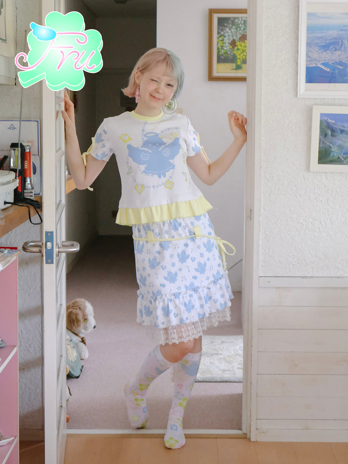 frufru Print Cotton Skirt | Summer White Skirt skirt frufru