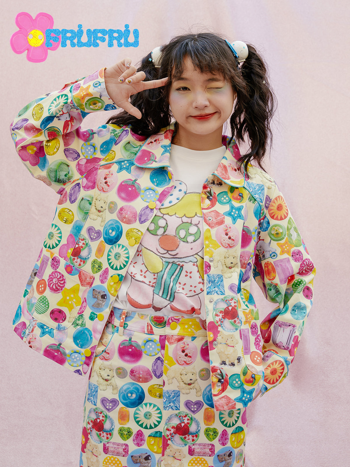 frufru Whimsical Print Cotton Jacket | Decora Spring Summer Outerwear jacket frufru