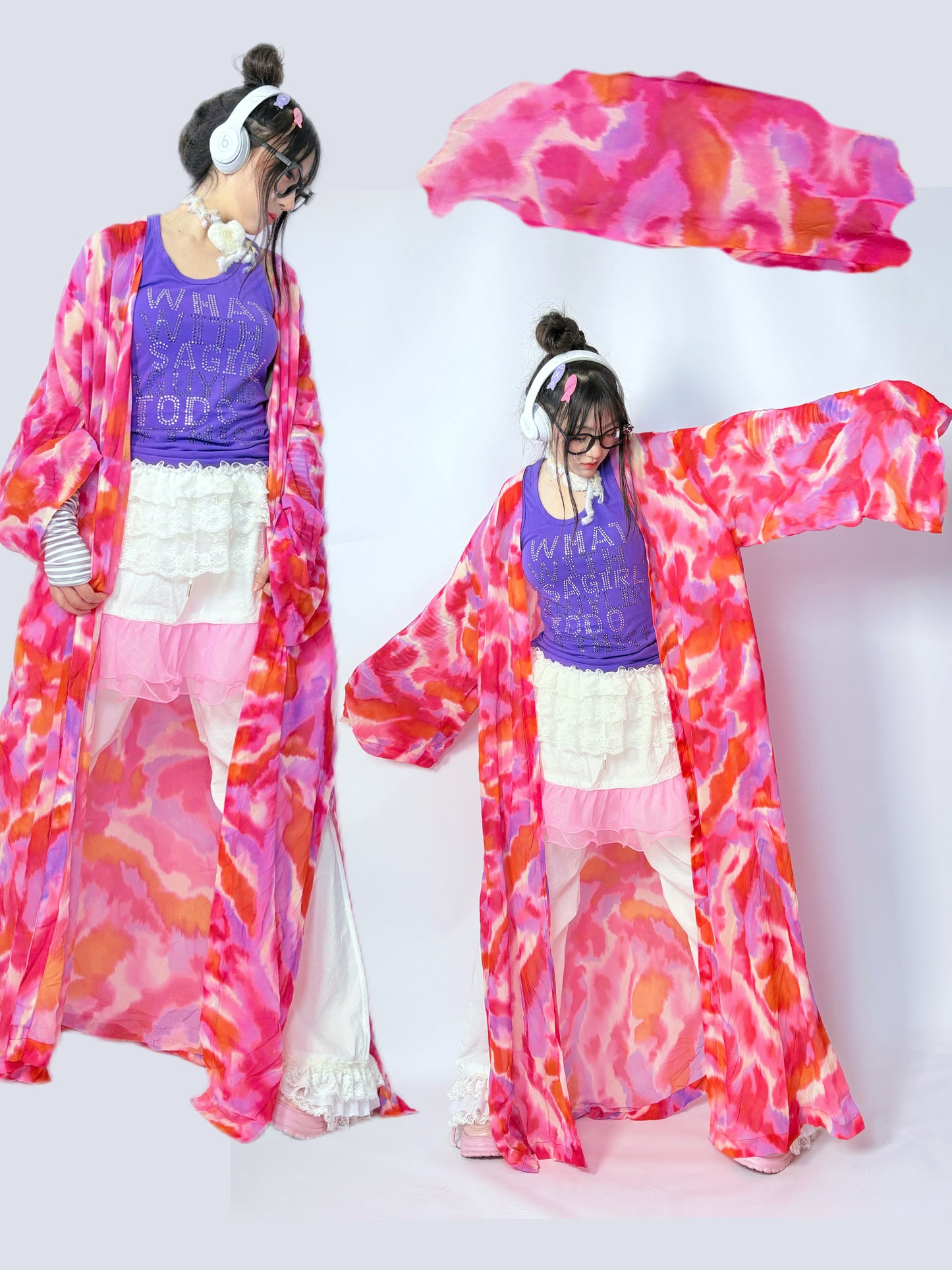 LEERROO Summer Sheer Print Jacket | Harajuku Colorful Chiffon Sun Coat shirt Leerroo