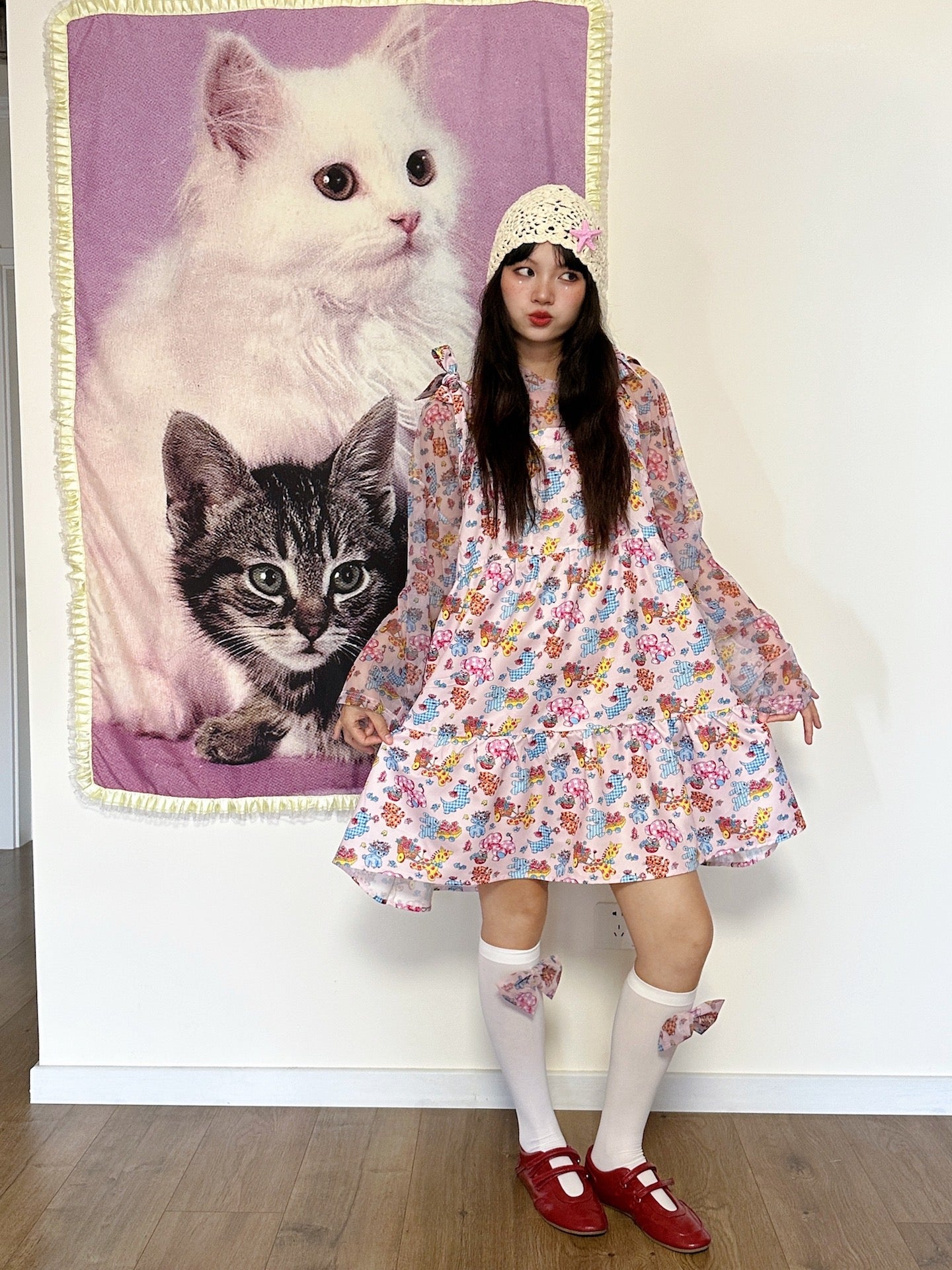 Kawaii Animal Print Dress – Tie Detail dress bunnybunnygun
