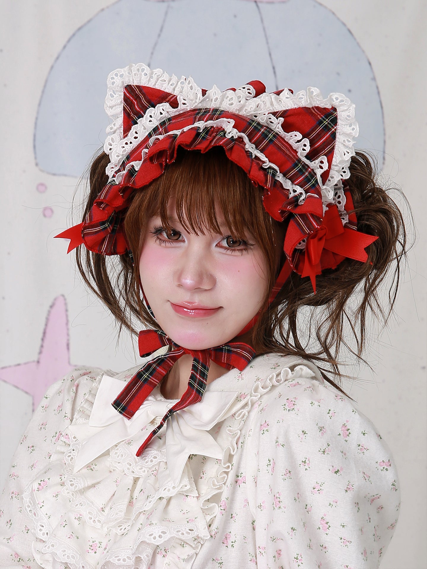 SOS MEME CLUB - Kawaii Headband Christmas Red Plaid Headwear headband SOS MEME CLUB