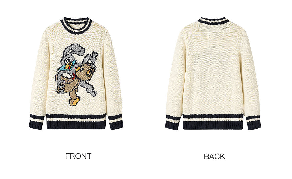 tntntutu - Bunny & Bear Intarsia Knit Sweater sweater tntntutu