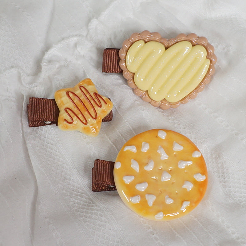 MaoJiang Kawaii Cookie Hair Clips | Heart Star & Cream Biscuit Barrettes hair clip maojiang