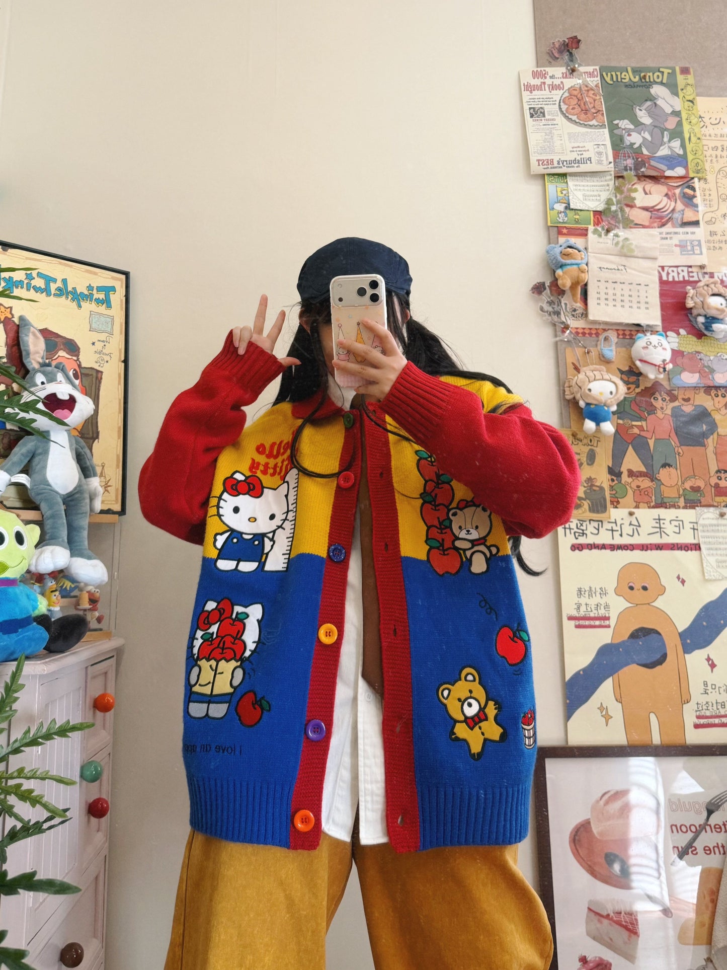 BIBULU - Kidcore Apple Embroidered Cardigan cardigan BIBULU