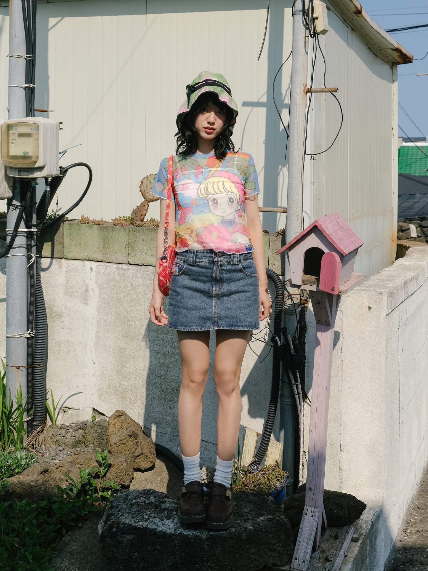 Harajuku T-shirt Palm Tree T-shirt Print Mesh T-shirt Short Sleeve T-shirt tshirt KaiXin hostel