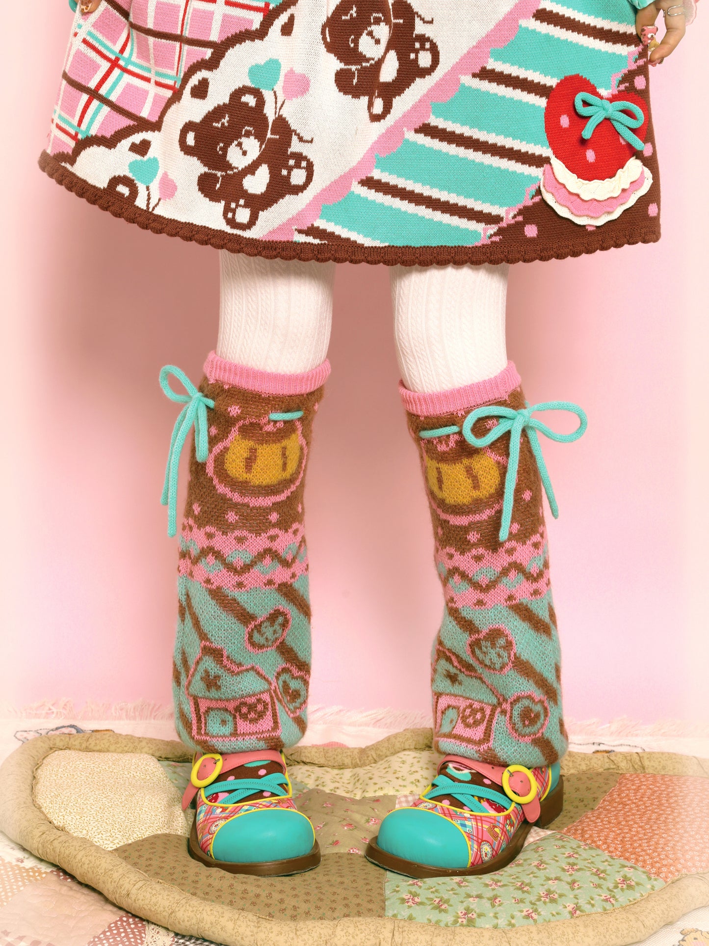 LutraJump - Kawaii Bow Knit Legwarmers with Wool leg warmmers Lutra Jump