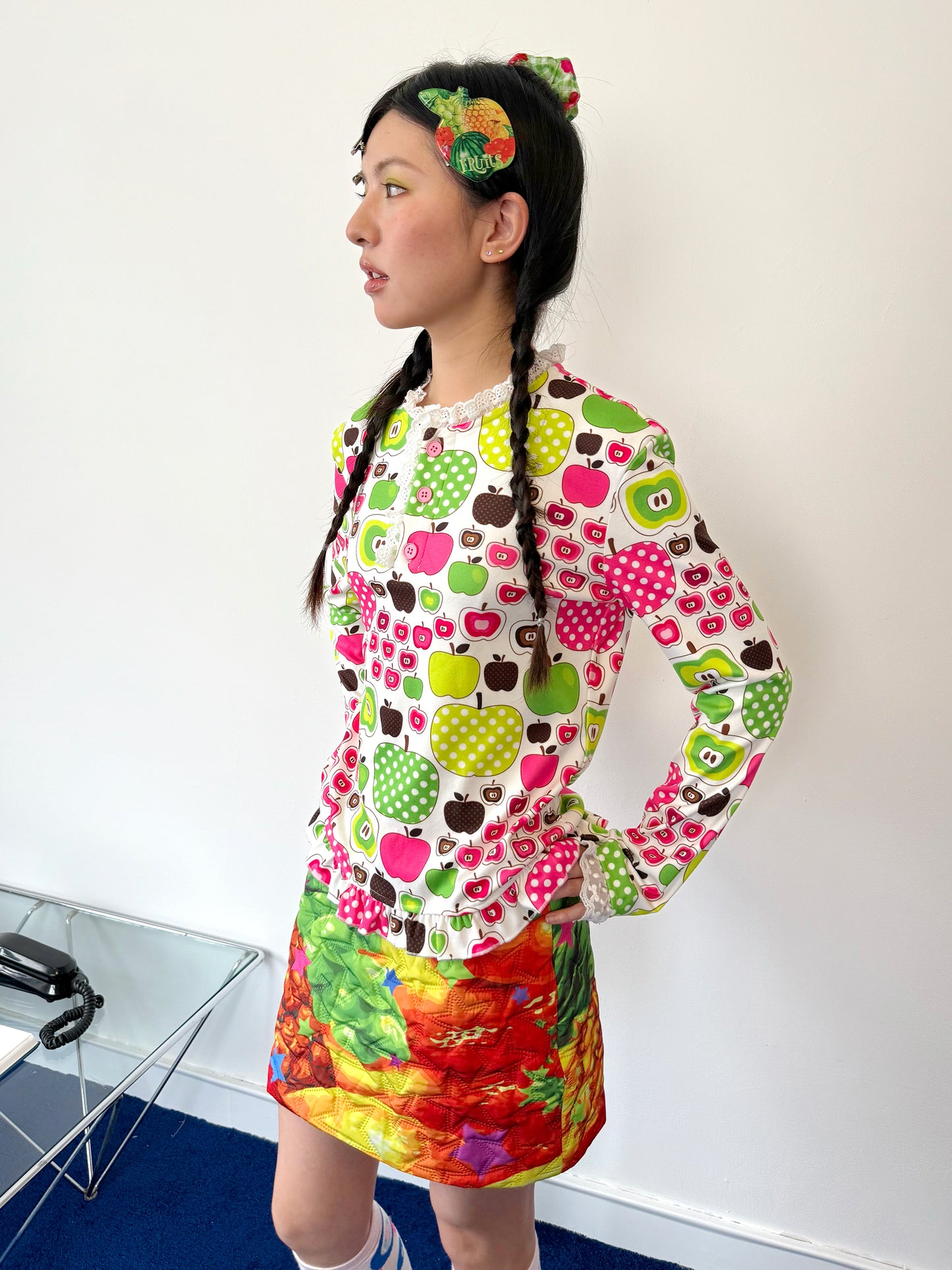 FRUITS - Kawaii Apple Polka Dot Lace Top shirt Fruits