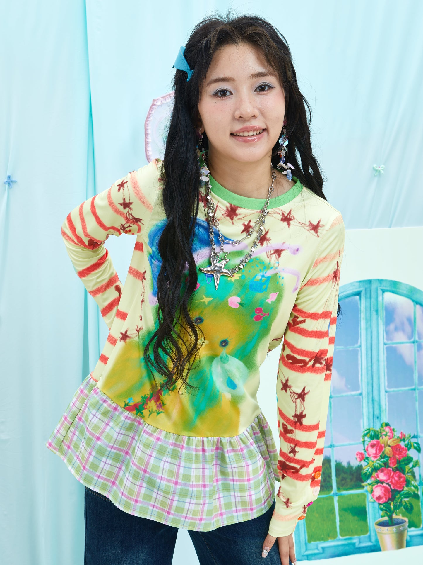 Harajuku Undershirt Colorful Dopamine Shirt Long Sleeve Top shirt Moon Meadow