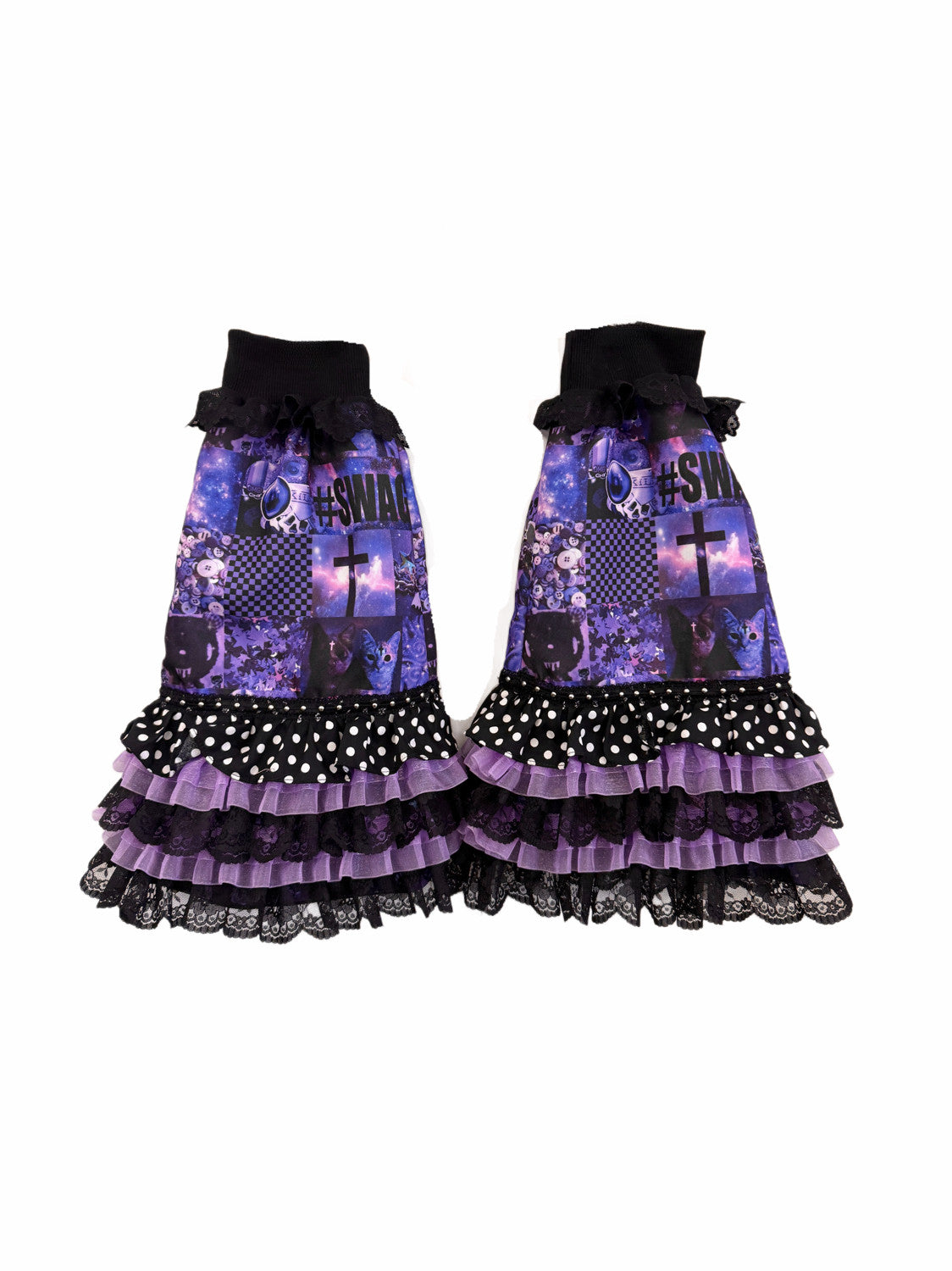 Red Devil - Dark Starry Sky Cross Lace Leg Warmers leg warmmers Red Devil