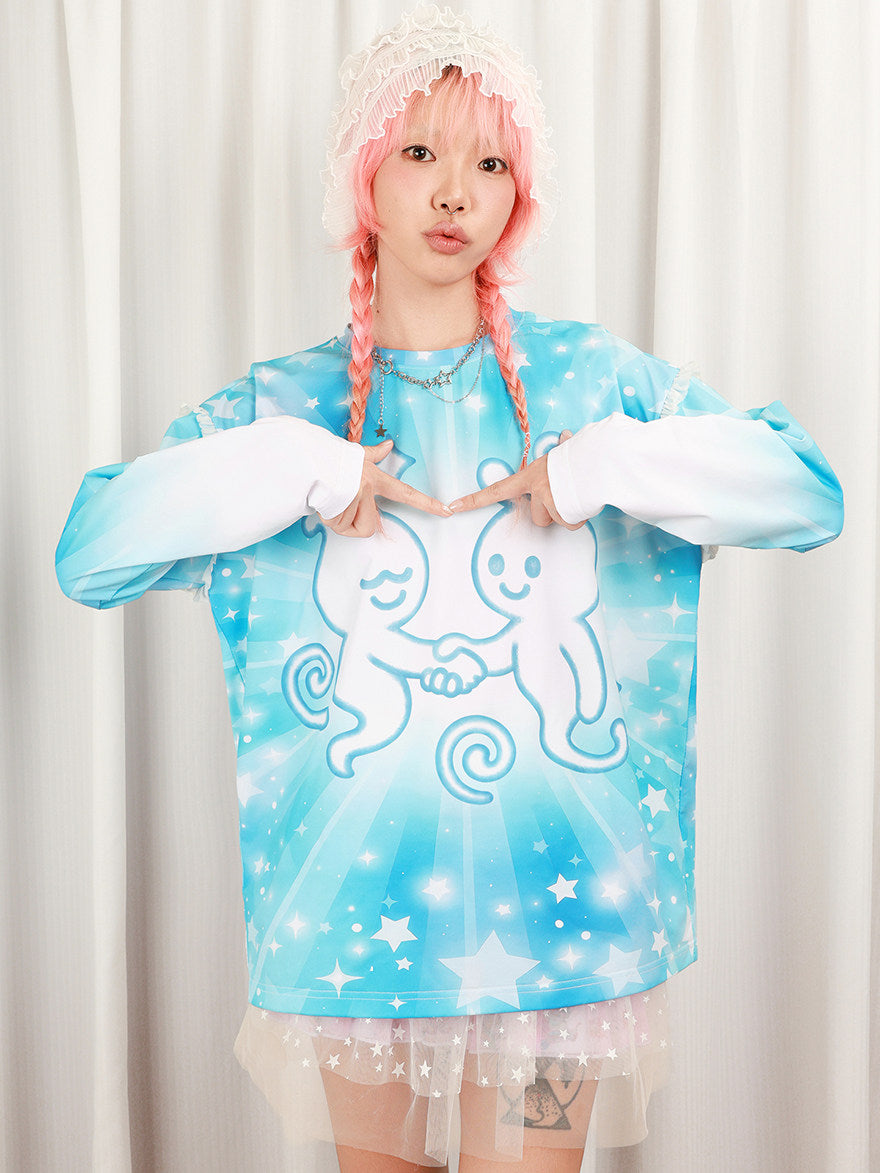 【Y2K】Strangefruit フルグラフィックビーニー Dream Y2K Dreamcore Star Long Sleeve T-Shirt - NIHON KIDS | Land Decora