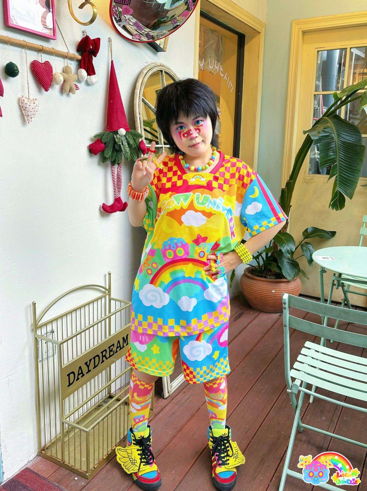 Rainbow Galaxy Rux β Decora Kei Jersey + Shorts + Socks Set set rainbow galaxy rux