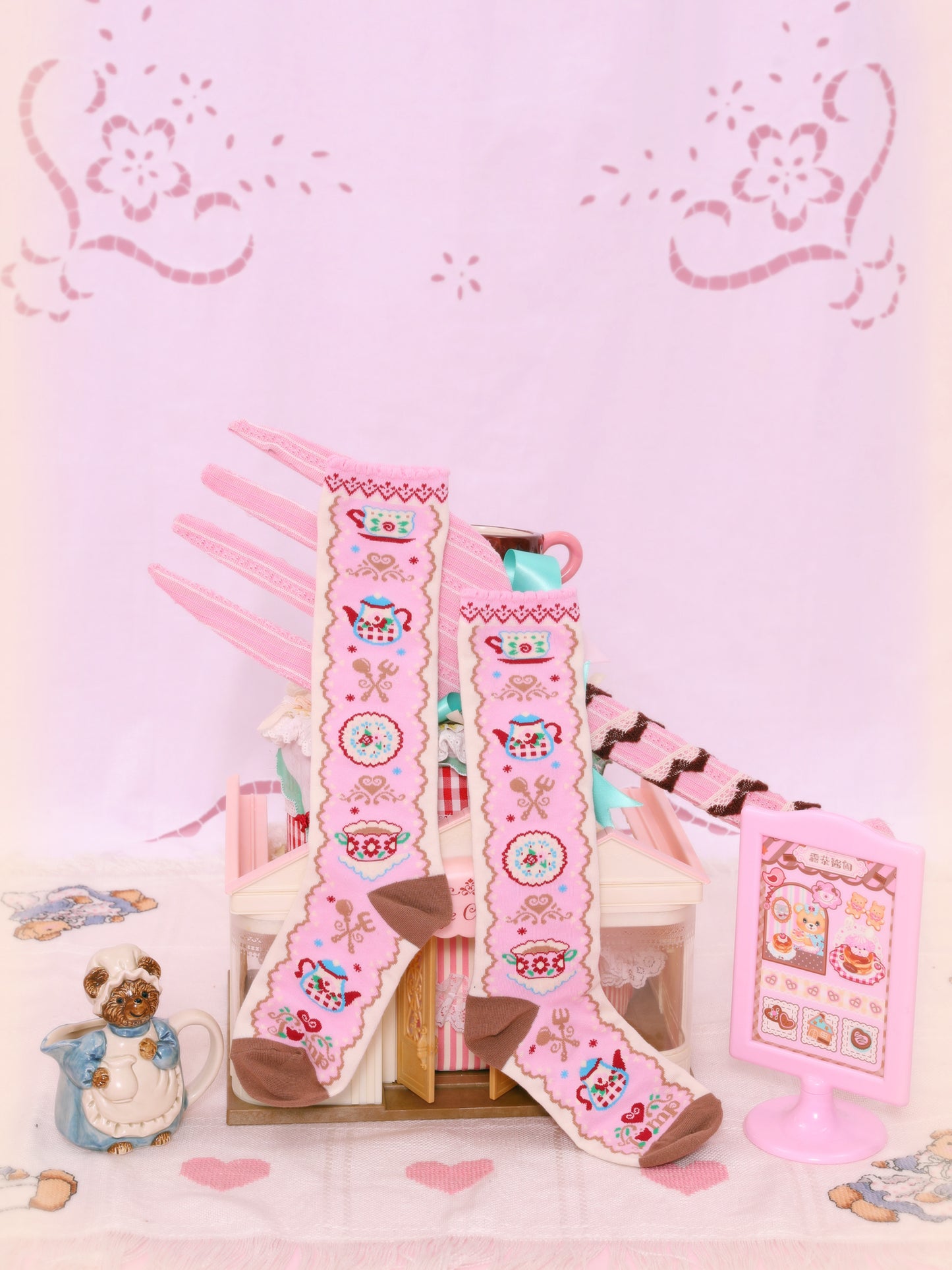 Lutra Jump - Kawaii Pink Tea Time Socks socks Lutra Jump