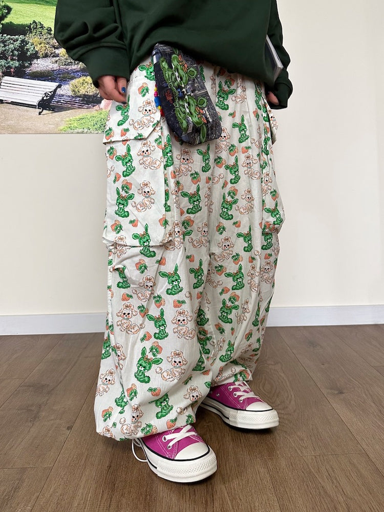 Kawaii Casual Pants – Rabbit Print Loose Fit pants bunnybunnygun