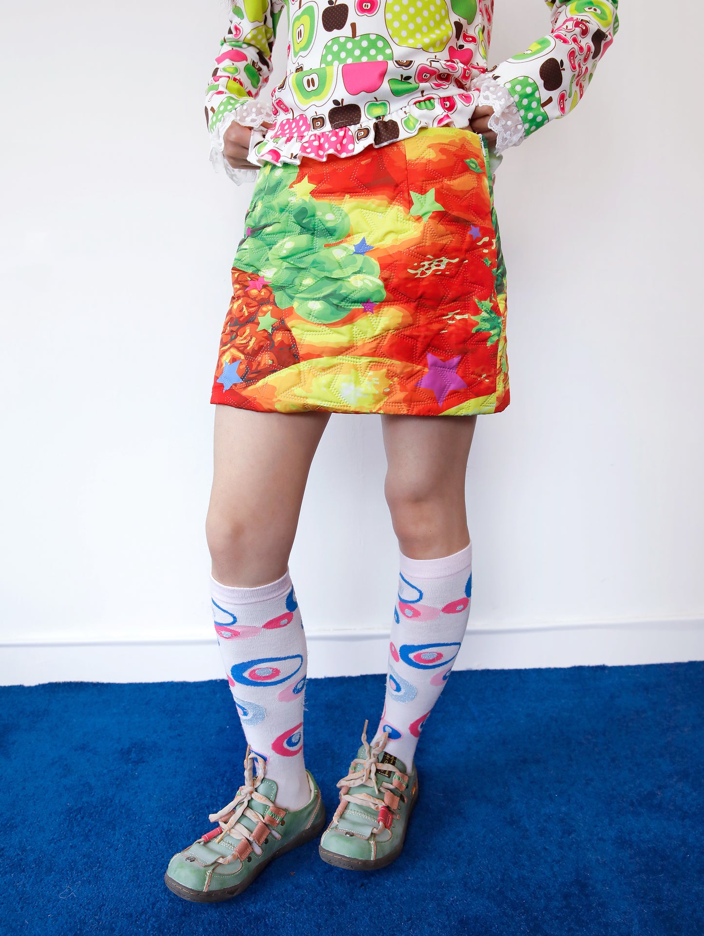 FRUITS - Kawaii Fruit Star Quilted Skirt skirt Fruits