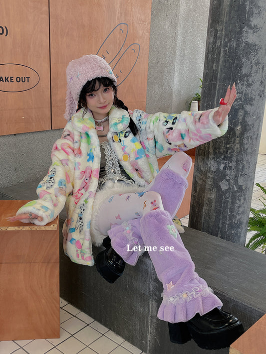 LET ME SEE Fluffy Leg Warmers | Decora Fall/Winter Cozy Leg Covers leg warmmers let me see