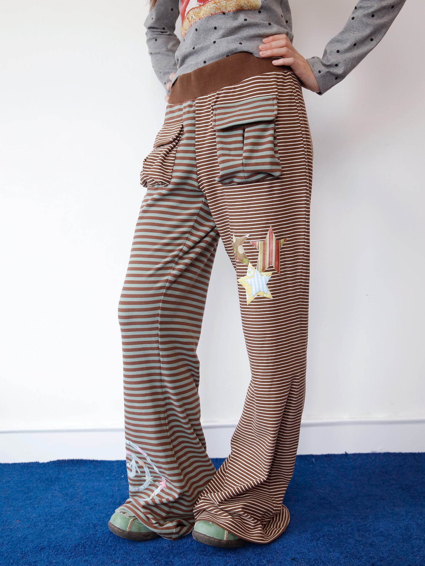 FRUITS - Kawaii Striped Patchwork Soft Casual Pants pants Fruits