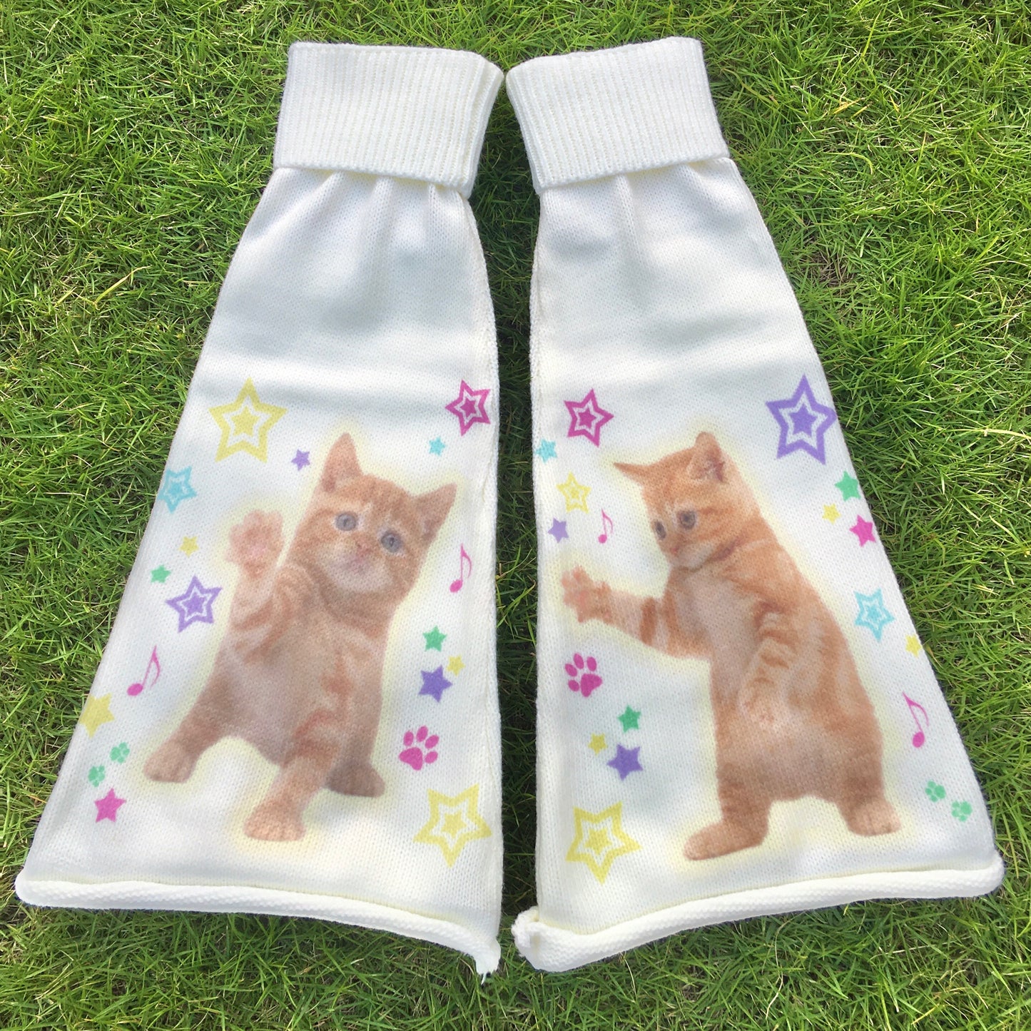 NIHONKIDS - Y2K Happy Cat Millennium Girl Leg Warmers leg warmmers NIHON KIDS