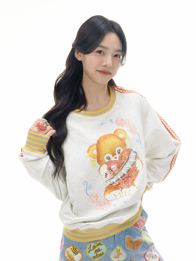 tntntutu Bear Sweatshirt | Whimsical Graphic Pullover | Sporty Long Sleeve Top hoodie tntntutu