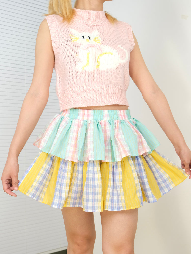 MeowMeow Bug – Kawaii Dopamine Cotton Layered Cake Skirt skirt MeowMeow Bug