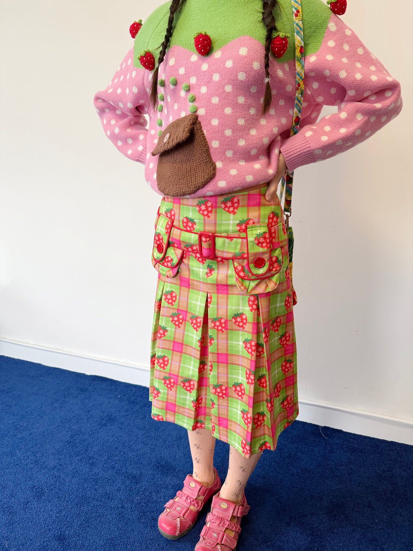 FRUITS - Kawaii Fruit Star Strawberry Print Skirt skirt Fruits