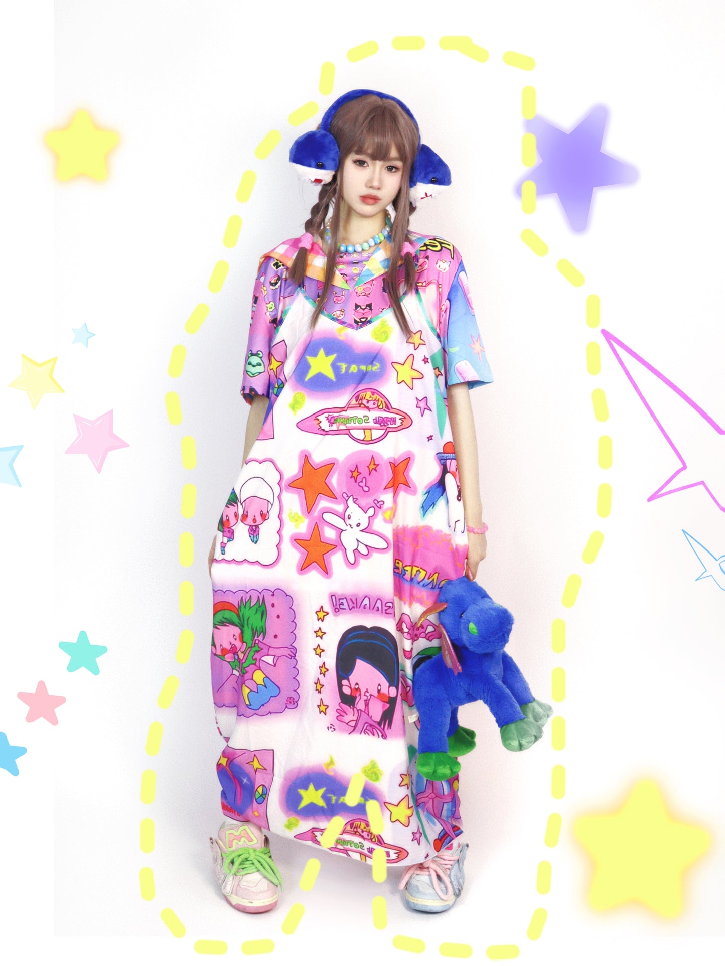 Harajuku Dress Cute Print Dress Loose Leisure Dress dress Leerroo