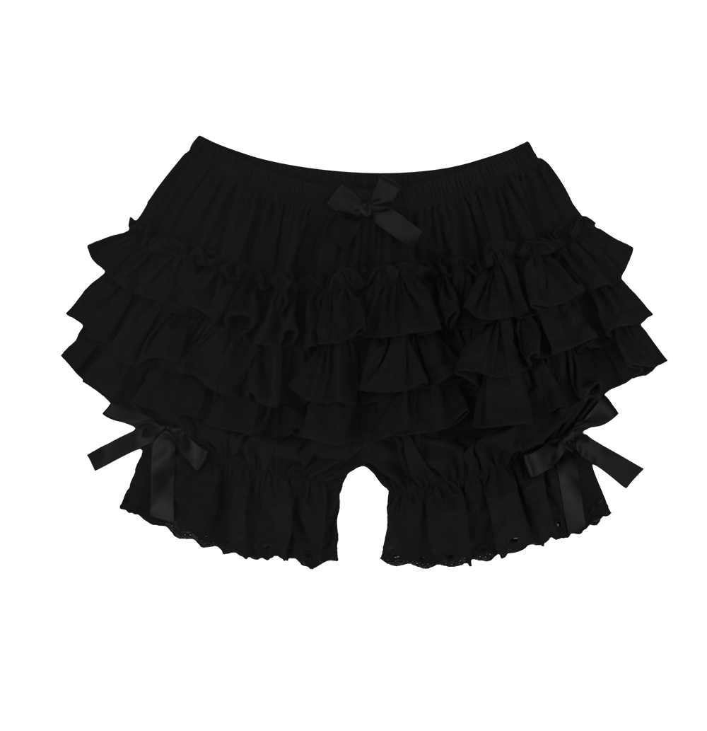 NIHON KIDS - Black Ruffle Layered Lantern Shorts shorts NIHON KIDS