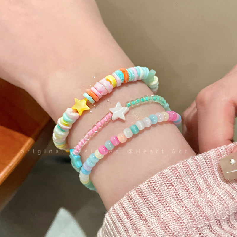Decora Kei Bracelet – Colorful Beaded Star bracelet Filpped
