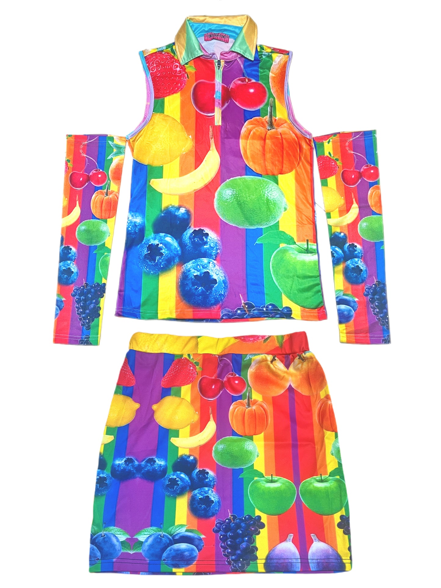 Harajuku Tank Top Skirt Set Fruits Print Set Summer Wear Set Sweet Spicy Set set Leerroo