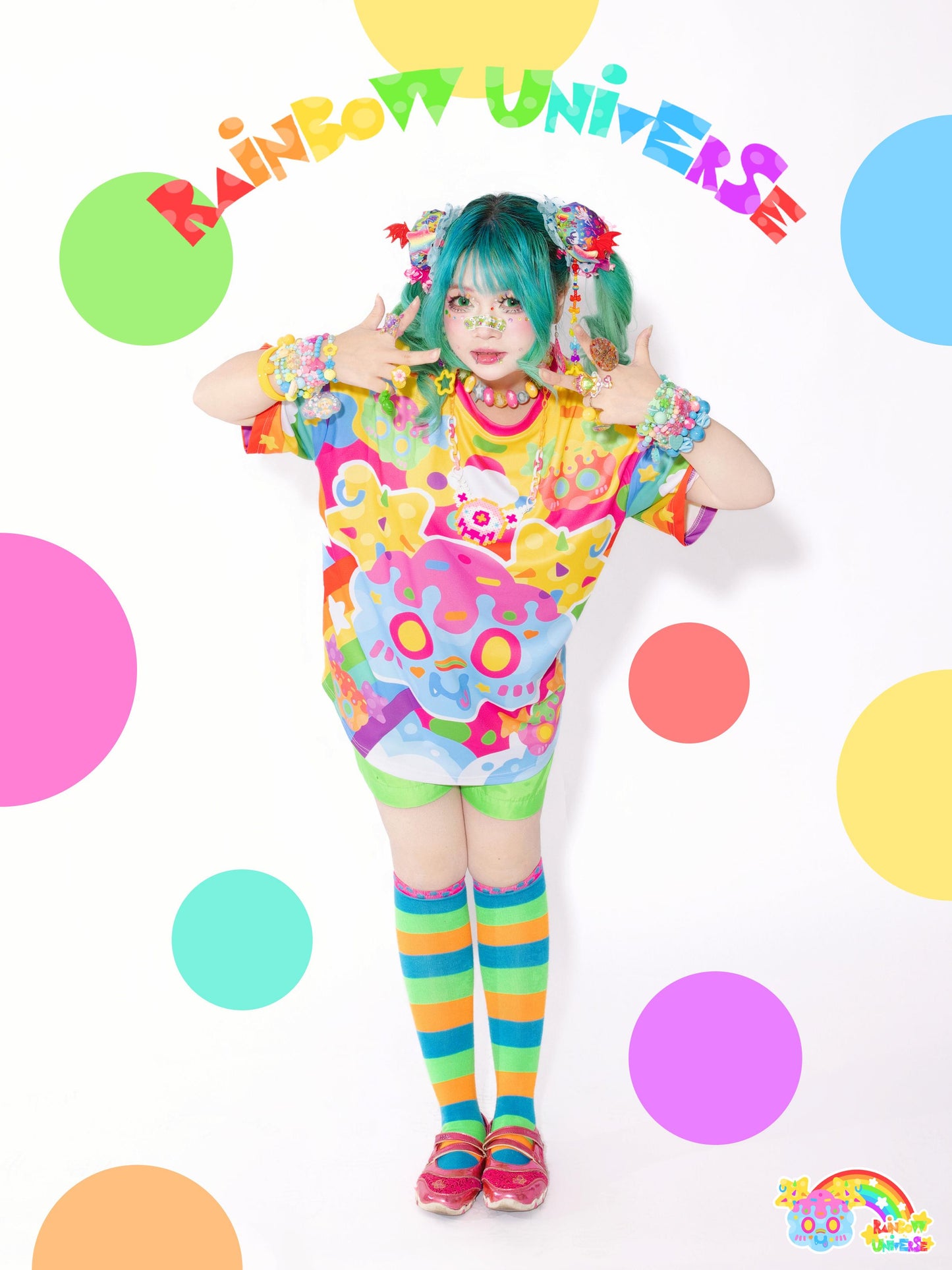Rainbow Universe RUX - Decora Kei Rainbow Oversize Short Sleeve Tee tshirt Rainbow Universe RUX