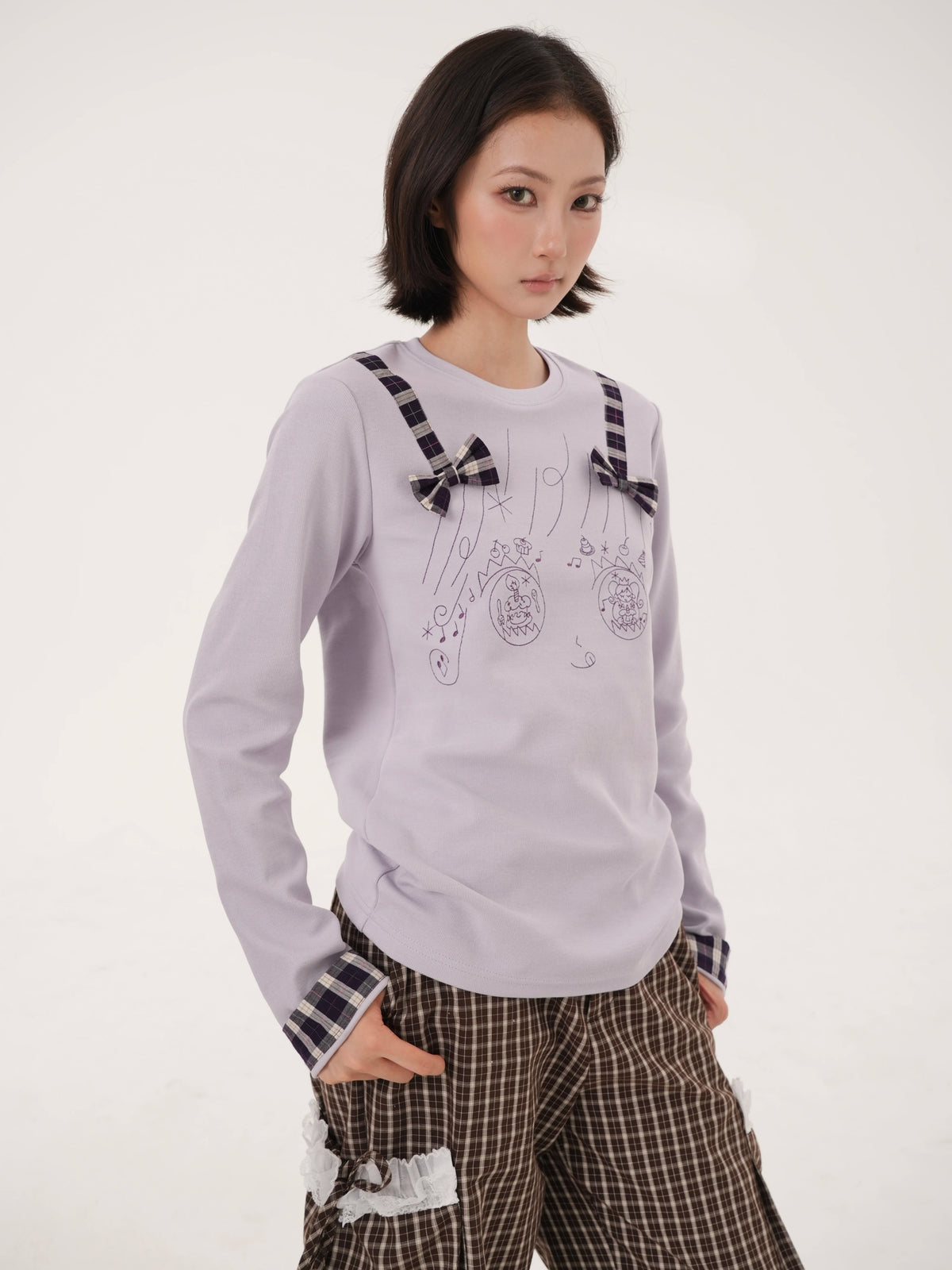 RabbitRain - Birthday Cake Bow Embroidered Sweatshirt shirt RabbitRain