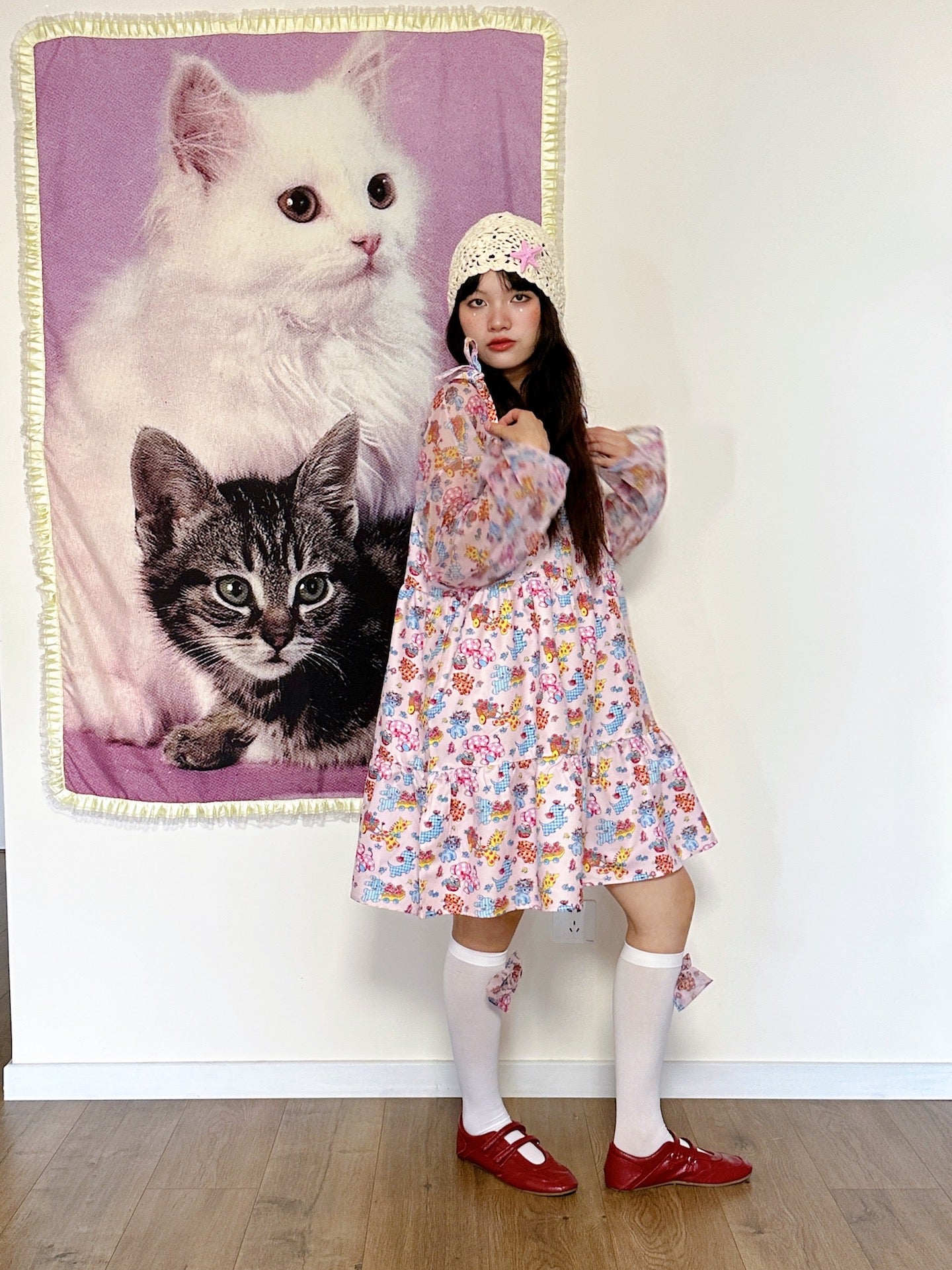 Kawaii Animal Print Dress – Tie Detail dress bunnybunnygun
