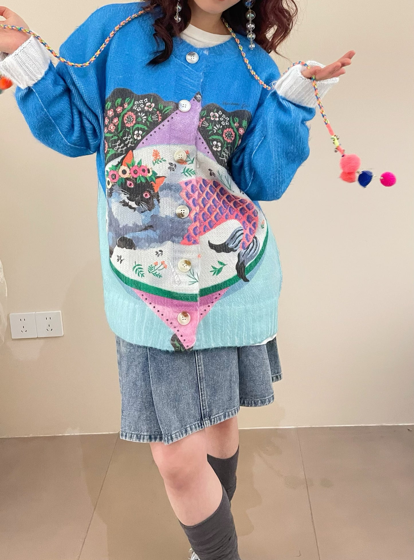 MeowMeow Bug - Kawaii Mermaid Cat Plush Cardigan Sweater cardigan MeowMeow Bug