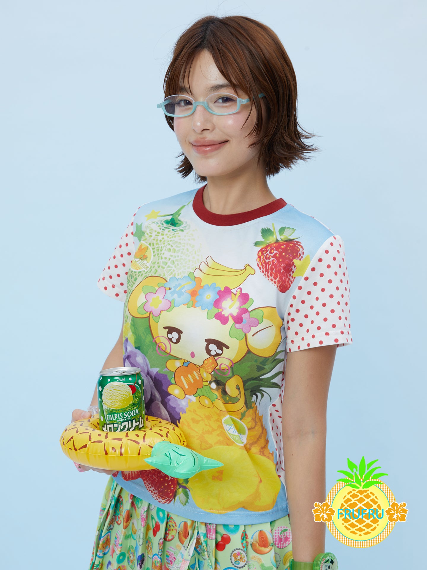 Frufru Monkey Print Cotton T-Shirt | Kawaii Cartoon Tee tshirt frufru