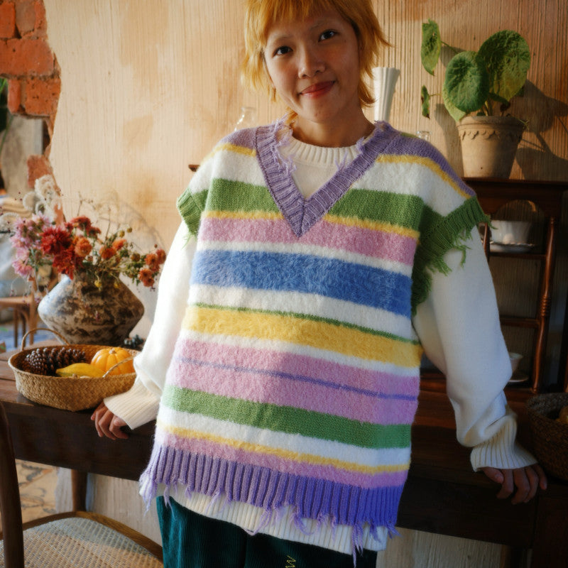 uodycoco – Colorful Striped Knit Vest vest uodycoco